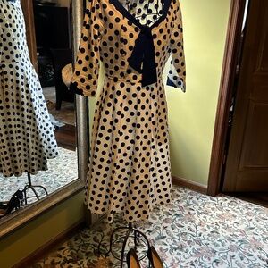 Blue polka dot fifties style dress size large (10)